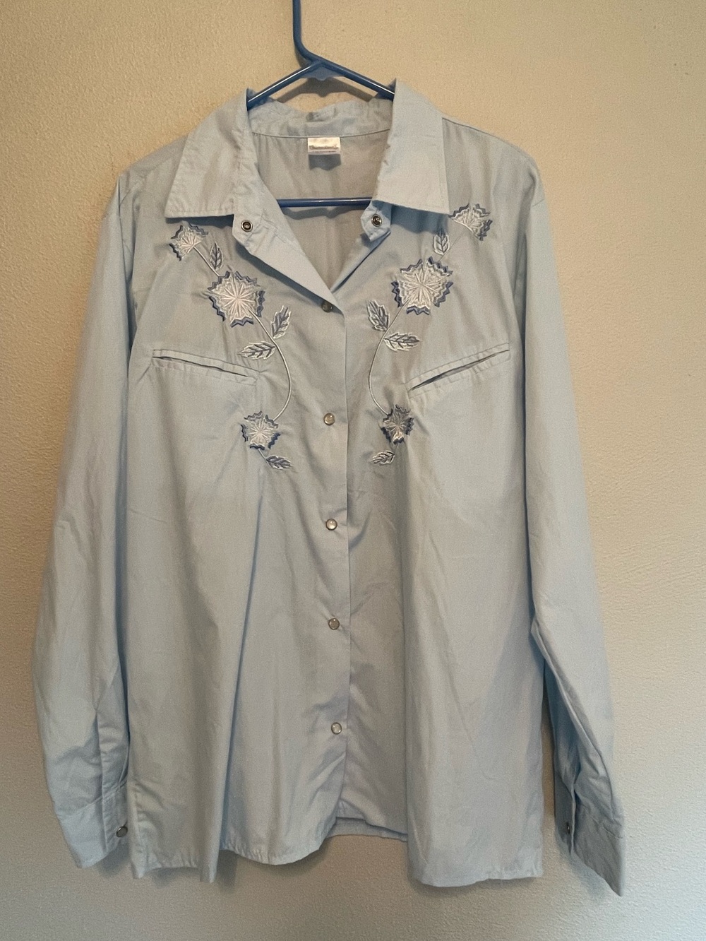 Napoleon Dynamite Light Blue Embroidered Button-Up Western Shirt Large